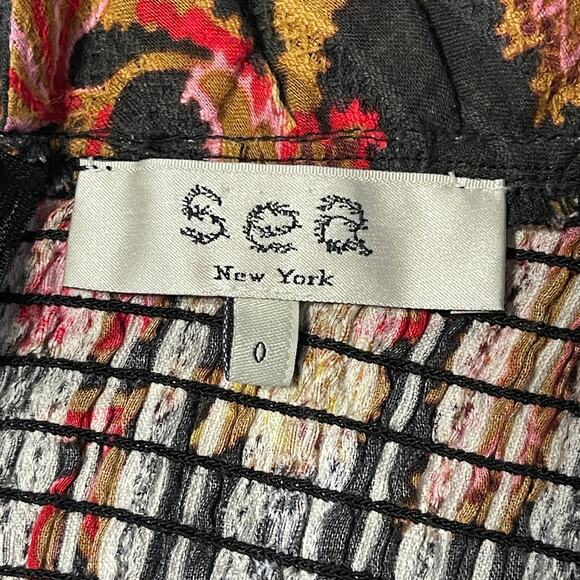 Sea New York Pascale Smocked Cotton Midi Dress Size 0 - Picture 6 of 8